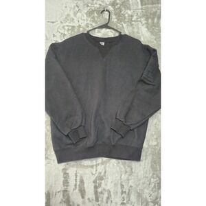 MR Made in Korea Mens Black Crewneck Sweatshirt Utility Sleeve Pocket Large